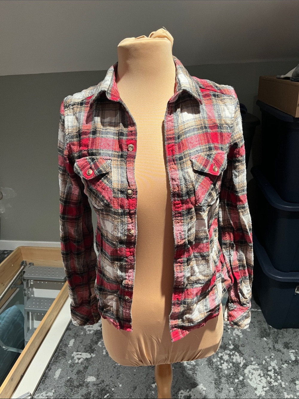 TNA Red Plaid Button-Up Flannel Jacket